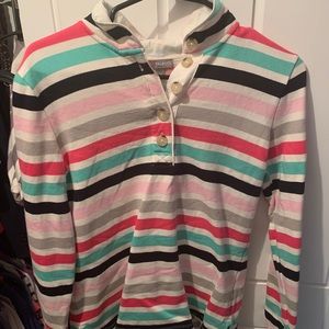 Talbots striped active wear pullover with buttons